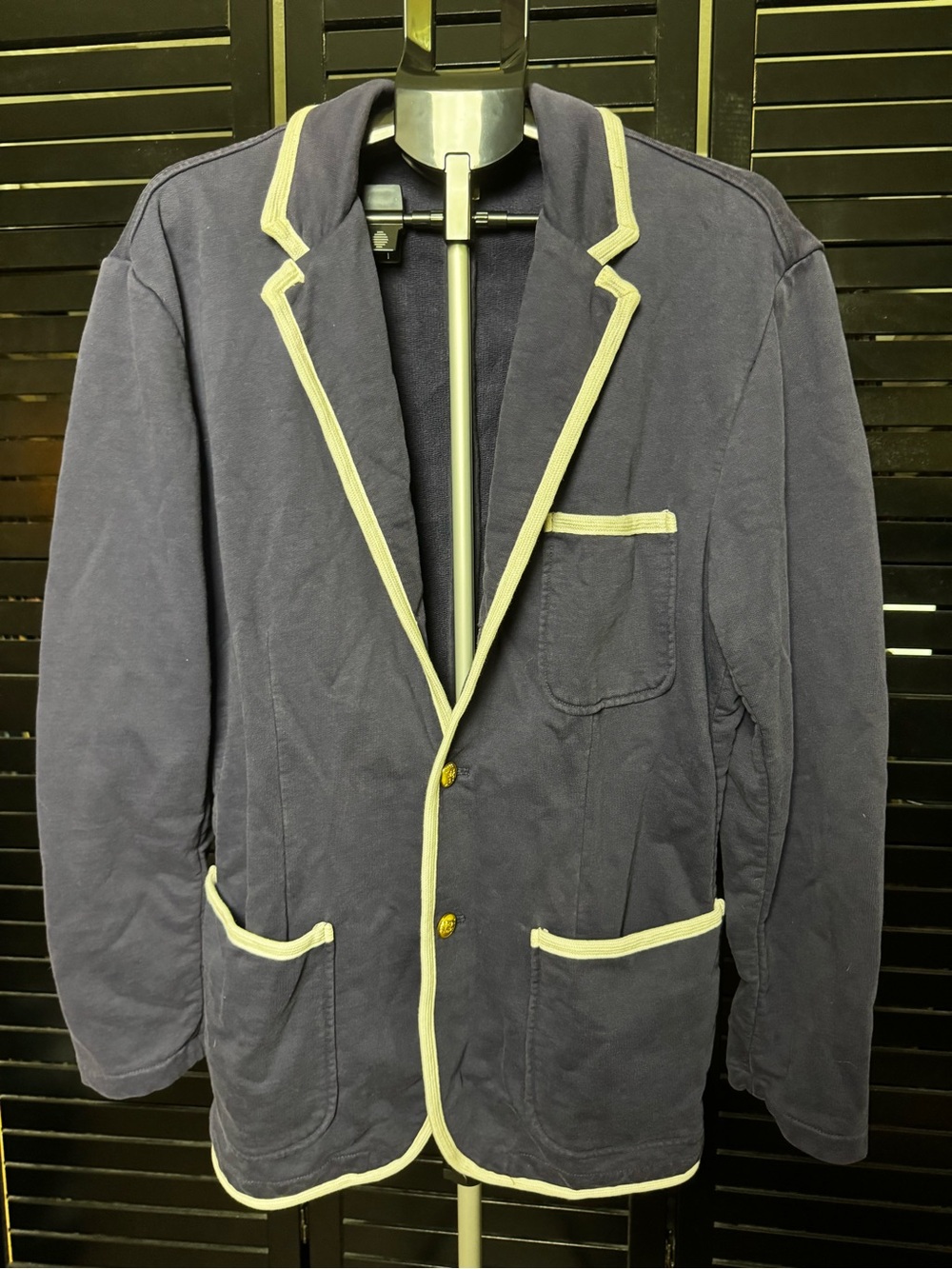 Ralph Lauren Navy Rugby & Co. Crewneck with Cream Labeling